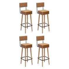 Imagem de Kit 4 Banquetas Barcelona 96cm material sintético - Salaone, Amarula