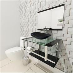 Imagem de Gabinete de Vidro 60cm para Banheiro Cuba Oval - Sérvia Inox
