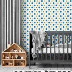 Imagem de Papel de Parede Adesivo Poá  Laranja e Verde N05237 Rolo de 0,58x3,00m