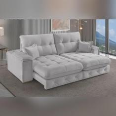 Imagem de Sofá Retrátil Reclinável com Usb 290cm Istambul Yescasa Cinza Claro