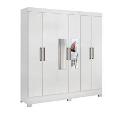 Imagem de Guarda Roupa De Casal 6 Portas Nilo C/ Espelho Branco - Bela Móveis -