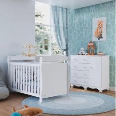 Imagem de Quarto de Bebê com Cômoda 1 Porta e Berço Americano Nina Espresso Móve