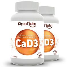 Imagem de Kit 2 CA + D3 Cálcio + Vitamina D3 Apisnutri 120 cápsulas