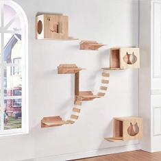Imagem de HOLPPO Casa de Brinquedo para Animais de Estimação – Móveis para Animais de Estimação Gatinho Torre Moderno Centro de Atividades Suspensão Ponte Escada Multinível Árvore de Gatos