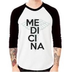 Imagem de Camiseta Raglan Medicina Estudante Manga 3/4 - Foca Na Moda