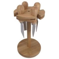 Imagem de Jogo De 4 Facas Para Queijo Com Suporte Em Bambu