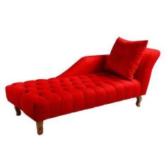 Imagem de Divã Chesterfield Anna Recamier 160cm Via Encanto Veludo Vermelho Lado