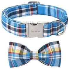 Imagem de Coleira de Natal para cães e gatos com laço para presente de animal de estimação ajustável, macia e confortável para cães pequenos, médios e grandes