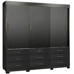 Imagem de Guarda Roupa Itapema Sem Espelho Casal 3 Portas De Correr E 9 Gavetas