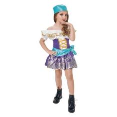Imagem de Fantasia Cigana Jade Infantil Com Faixa E Lenço - Anjo Fantasias