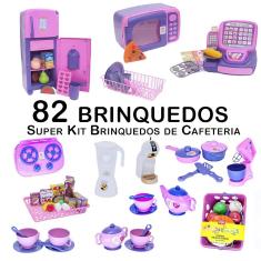 Imagem de Kit Café Infantil Registradora Geladeira Microondas 82pç
