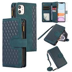 Imagem de Asuwish Capa de celular para iPhone 11 6.1 com protetor de tela de vidro temperado e alça de pulso flip zíper suporte para cartão de crédito celular iPhone 11 i Phone11 11s XI 11R mulheres meninas