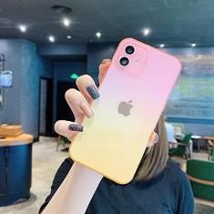 Imagem de Capa macia de silicone gradiente para iphone 11 12 mini pro xs max x xr capa transparente ultra fina para iphone se 2020 7 8 6s 6 plus capa, rosa a amarelo, para iphone 12 pro