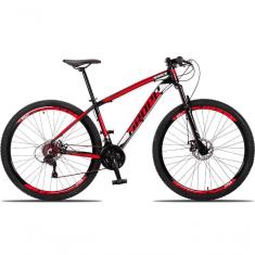 Imagem de Bicicleta Aro 29 Dropp Race 24 Vel Câmbio Traseiro Shimano Freio A Disco Bike Mtb Alumínio Preto + vermelho