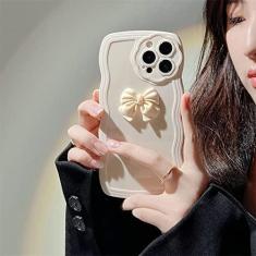 Imagem de Fashion Wave Frame 3D Bow Silicone Soft Ring Shell para iphone 14 11 12 13 Pro Max Xr 7 8 Plus SE2 Phone Case, White2, For iPhone 13