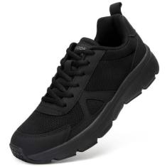 Imagem de TSIODFO Tênis masculino sem cadarço casual para caminhada, Todo preto, 42