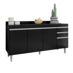 Imagem de Balcão Cozinha Preto 160cm S/ Tampo - Belliv Decor