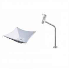 Imagem de Kit Cuba L30 Torneira Link 1062 Metal 1/4 Volta Compace 