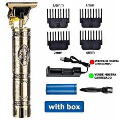 Imagem de Máquina De Cortar Cabelos Elétrico Sem Fio Dourada Buda