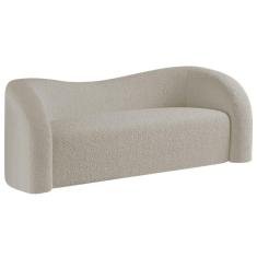 Imagem de Sofá Curvo 3 Lugares Organico Sala Recepção Coréia 180cm Linho Bege