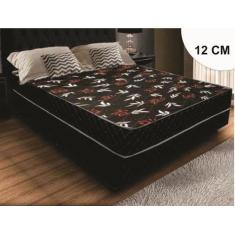 Imagem de Cama Box Casal Conjugada Ortopédica Preta 12 Cm Rosana Colchoes Confor