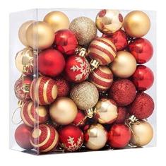 Imagem de Angoily 50PCS Enfeites De Bola De Natal para Decorações Da Árvore de Natal 4CM Vermelho E Inquebráveis Enfeites De Natal Bolas de Ouro Conjunto para Árvore De Natal Decoração de Suspensão