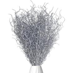 Imagem de XunYee 100 ramos de salgueiro encaracolados com glitter de Natal, 41 cm, artificial, decorativo, ting ting, ting, palitos falsos, galhos, para vaso de árvore de Natal, guirlanda, artesanato, decoração