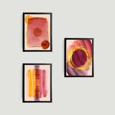 Imagem de Kit 3 Quadros Abstratos Bordô