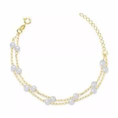 Imagem de Pulseira Delicada Dupla Com Pérolas Folheado Ouro 18k
