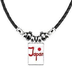 Imagem de DIYthinker Colar com bandeira nacional do Japão com pingente de corda de couro Torque