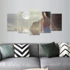 Imagem de Quadro A Moça e a Lua Paisagem decorativo Mosaico