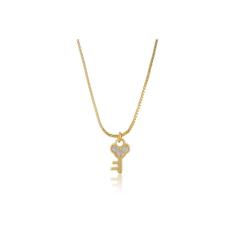 Imagem de Colar Com Pingente Pequeno De Chave Folheado Em Ouro 18K