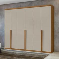 Imagem de Guarda-roupa 6 Portas 4 Gavetas 100% Mdf Alonzo Amêndoa Clean/off White