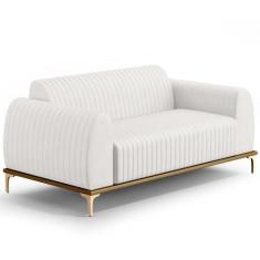Imagem de Sofá 180cm 3 Lugares Base Gold Molino D06 Pu C-12 Branco - Mpozenato