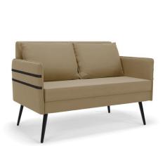 Imagem de Namoradeira 02 Lugares Mari Suede Pés Palito De Ferro - D'rossi - Dros