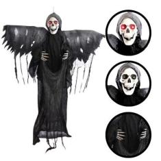 Imagem de Boneco Caveira Com Asas Decoração Halloween Com Som E Luz - Cromus
