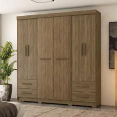 Imagem de Guarda-roupa Vitorino 6 Portas e 4 Gavetas Nogueira