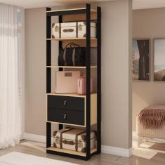 Imagem de Estante Guarda Roupa Para Closet 2 Gavetas Estilo Industrial