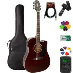 Imagem de Violão Giannini Folk Aço Gf1D Translucent Dark Wine + Kit