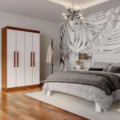 Imagem de Guarda-Roupa Solteiro Diego 4 pt Imbuia e Off White