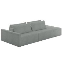 Imagem de Sofá Ilha Modular Com Puff Para Sala Living 252cm Georgia K04 Bouclê Cinza - Mpozenato