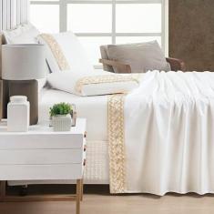 Imagem de Jogo de Lençol Casal Padrão Supreme Percal 400 Fios Acetinado 4 Peças - Off White