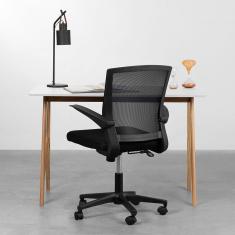 Imagem de Kit Escrivaninha Petit Branco e Olmo com Cadeira de Escritório Todd Preto - 1,18m