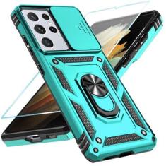Imagem de SunStory Capa para Samsung Galaxy S21 Ultra com protetor de tela HD e suporte e capa de câmera deslizante, [Não serve para S21 Plus ou S21] [nível militar] Telefone protetor para Galaxy S21 Ultra
