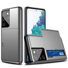 Imagem de Capa de suporte para slots de cartão deslizante para Samsung Galaxy S21 S30 S20 FE Note 20 Ultra 10 9 8 S10 5G S9 S8 Plus S10E S21 Capa de capa, cinza, para Galaxy Note 10