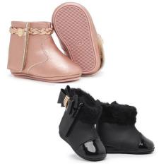 Imagem de Kit Botinha E Tênis De Menina Bebê Recém Nascida Para Batizado - Skalv