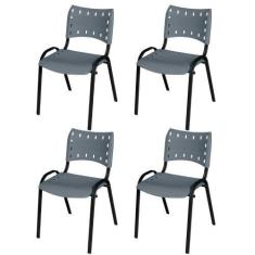 Imagem de Kit Quatro Cadeiras Ergonômica Escritório Igreja Recepção Encosto Home