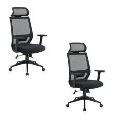 Imagem de Kit 2 Cadeiras para Escritório Genebra Presidente com Nr17 Preto