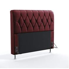Imagem de Cabeceira Estofada Decorativa Para Cama Box Sirius 195 Para Cama King Suede Bordô Aradecor