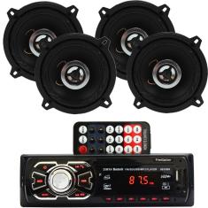 Imagem de Auto Radio Automotivo Bluetooth Sd Mp3 + 2 Pares 5 Polegada